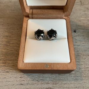 BOGO 👑🖤Black Jewel Silver Crown Earrings 🖤👑